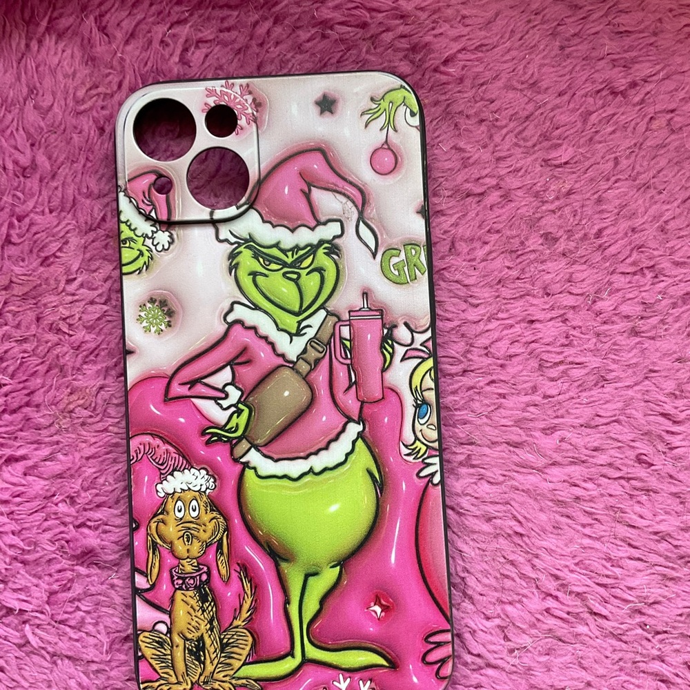 Grinch Themed Pink Phone Case